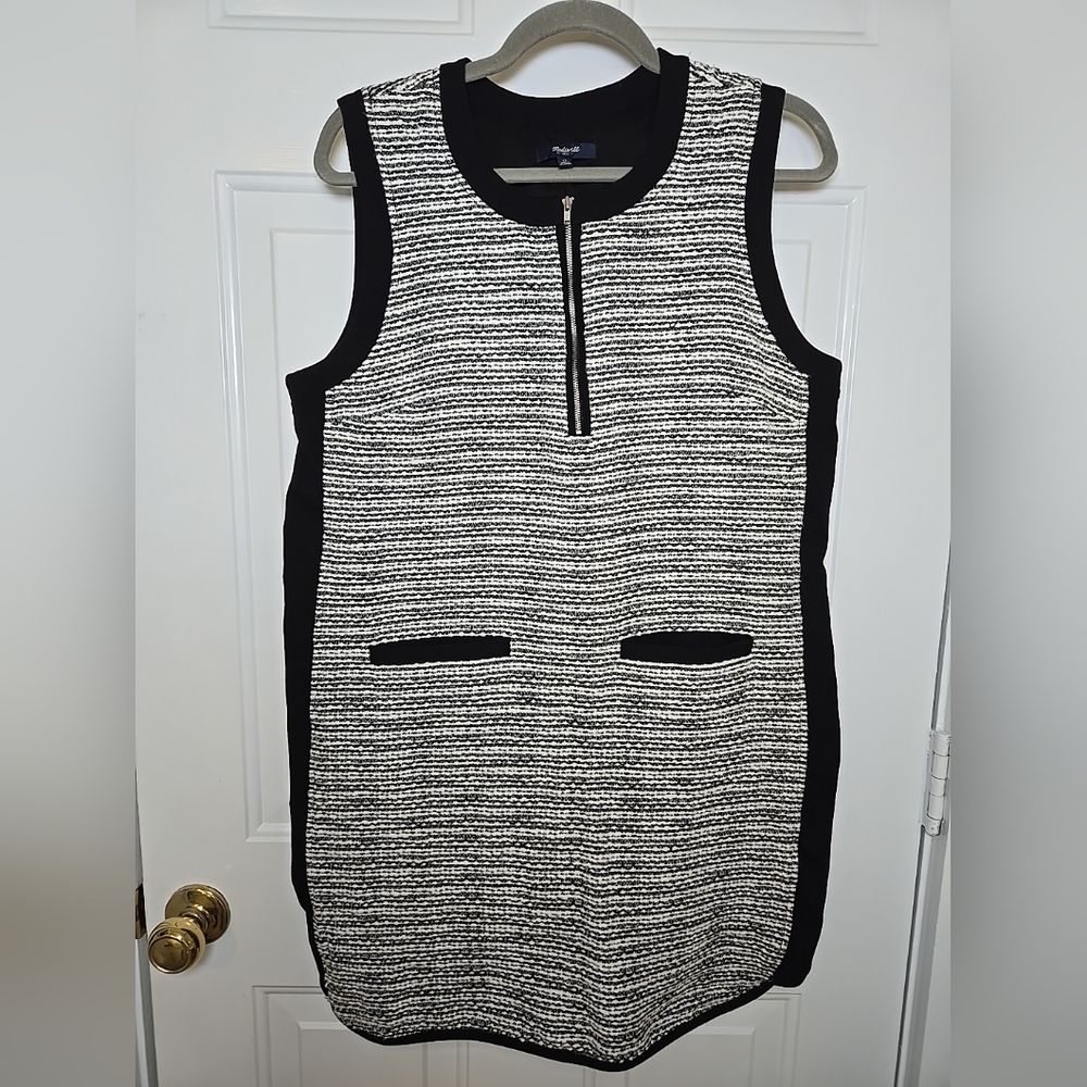 Madewell Black & White Cotton Blend Sleeveless Pull Over Dress Size 12